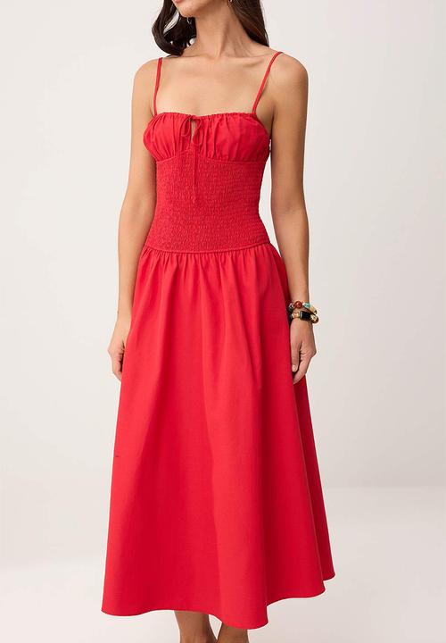 Trendyol - Gipe Detail Maxi Dress - Red