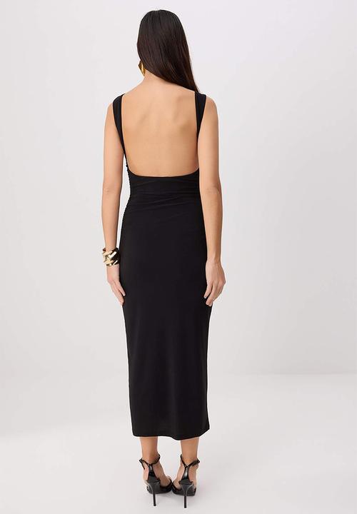 Trendyol - Accessory Detail Fitted Maxi Dress - Black