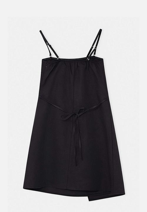 Trendyol - Strapless Linen Mini Dress with Detachable Straps - Black
