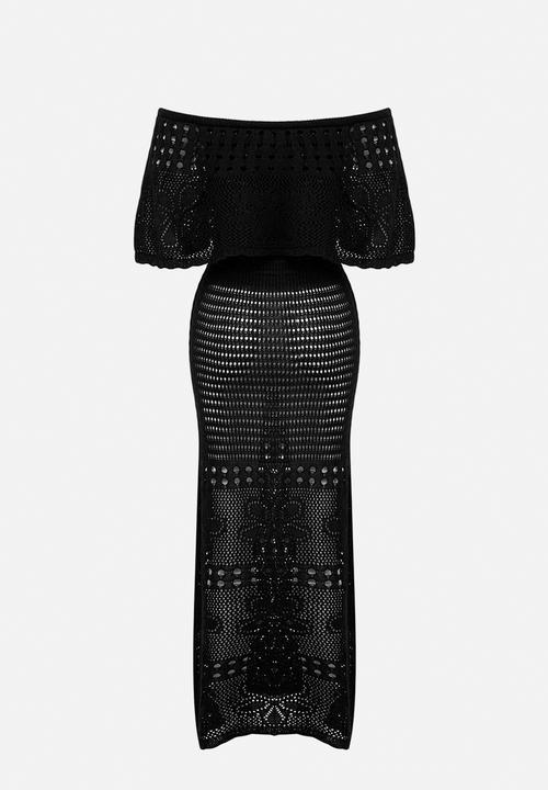 Trendyol - Carmen Collar Sheer Maxi Beach Dress - Black
