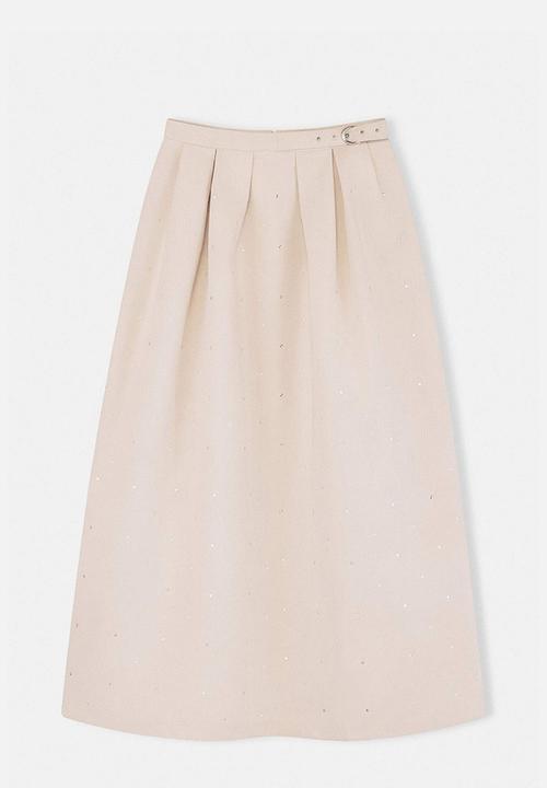 Trendyol - Long Denim Skirt - Beige