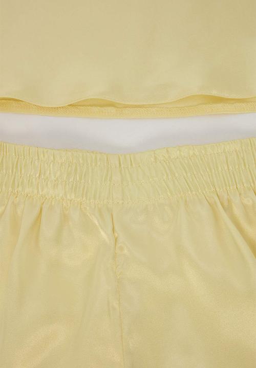 Trendyol - Lace rope strap satin shorts pajamas set - yellow