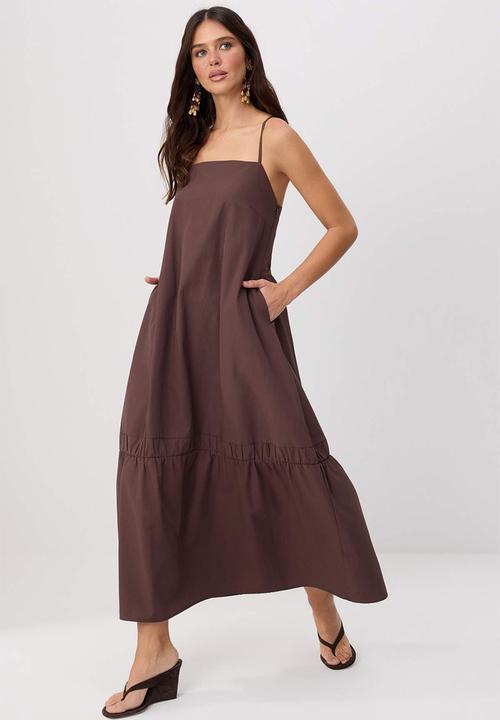Trendyol - Hem Detail Relaxed Maxi Dress - Brown