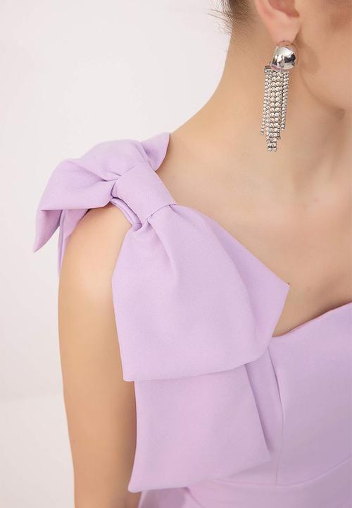 Trendyol - Shoulder Ribbon Detail Mini Dress - Lilac
