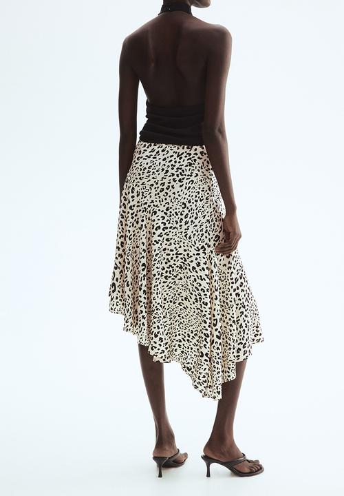 H&M - Asymmetric Viscose Skirt - cream/leopard print - 1337639002