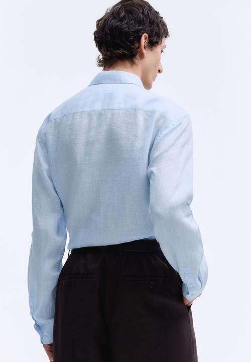 H&M - Slim fit linen shirt - light blue