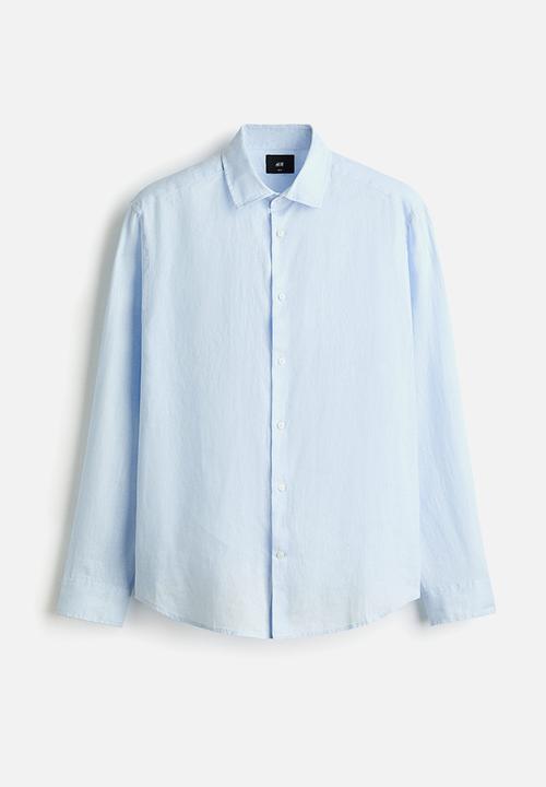 H&M - Slim fit linen shirt - light blue