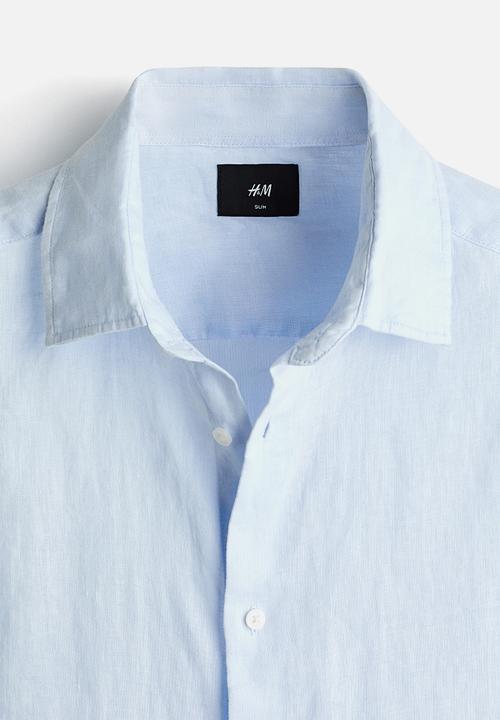 H&M - Slim fit linen shirt - light blue