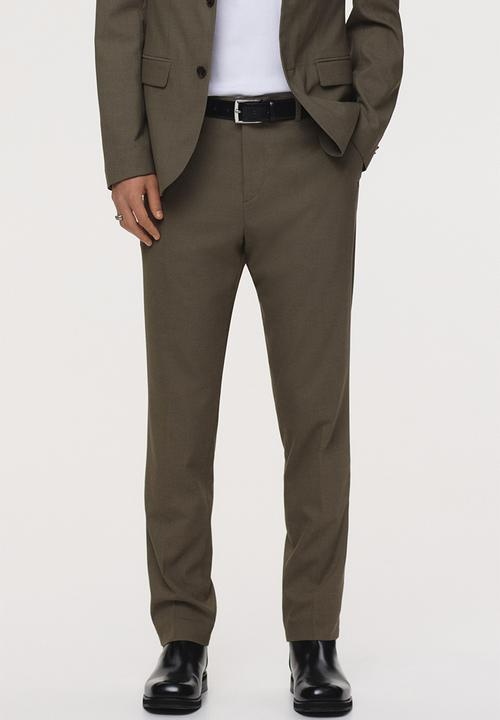 H&M - Slim fit suit trousers - khaki green