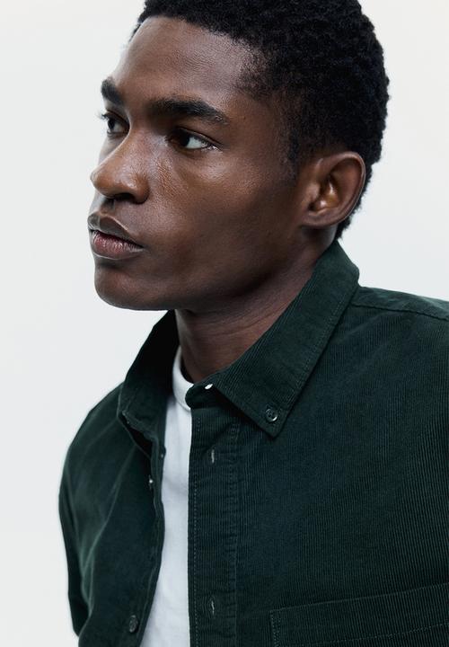 H&M - Regular fit corduroy shirt - dark green