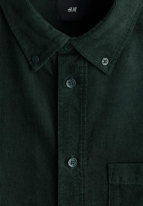 H&M - Regular fit corduroy shirt - dark green