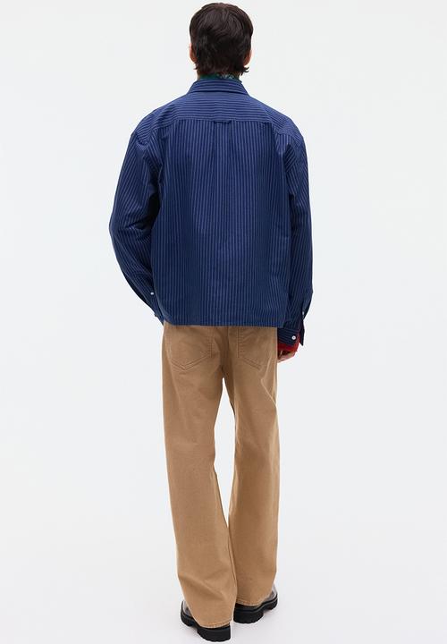 H&M - Loose fit oxford shirt - navy blue/striped