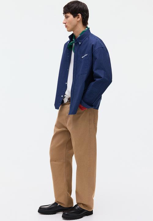 H&M - Loose fit oxford shirt - navy blue/striped