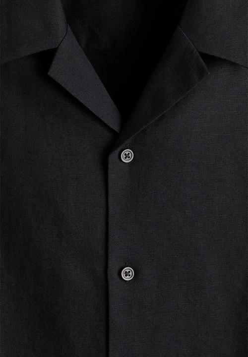 H&M - Relaxed fit linen-blend resort shirt  - black