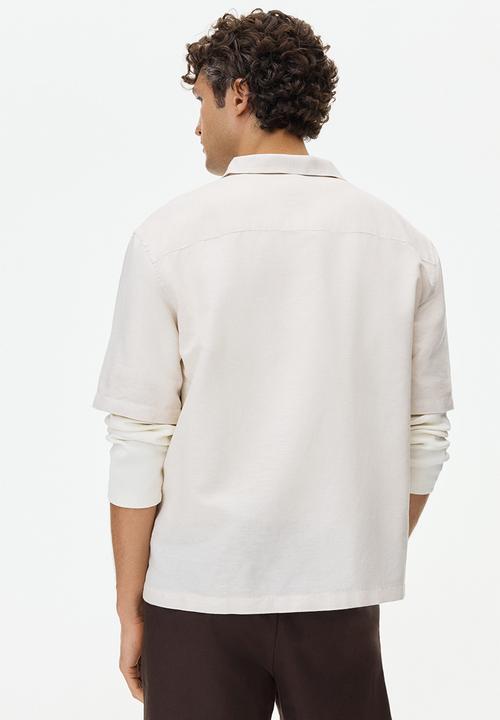 H&M - Relaxed fit linen-blend resort shirt  - light beige