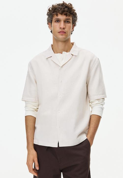 H&M - Relaxed fit linen-blend resort shirt  - light beige