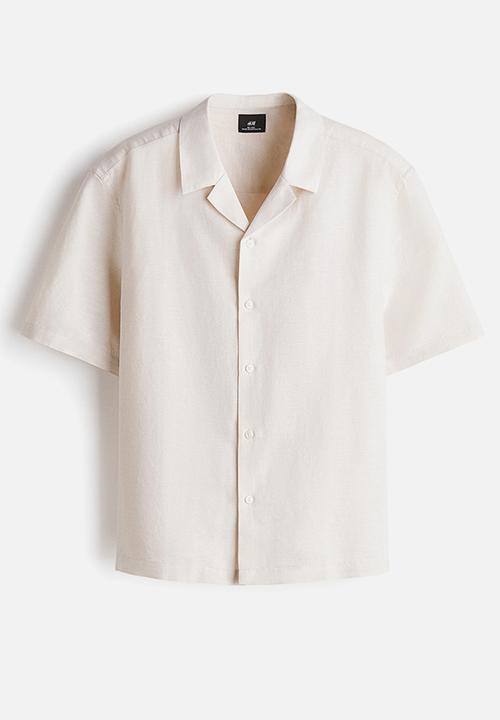 H&M - Relaxed fit linen-blend resort shirt  - light beige