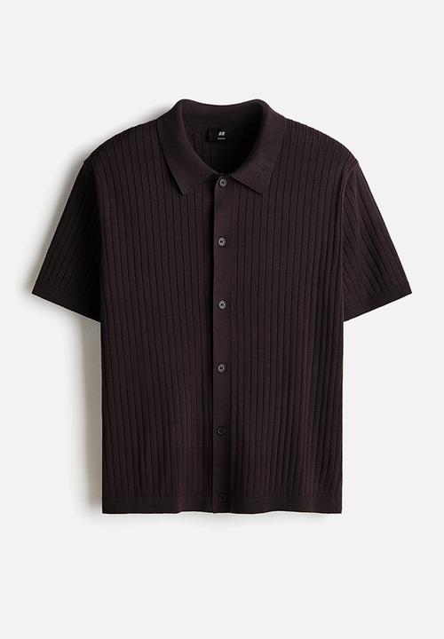 H&M - Regular fit rib-knit shirt - dark brown