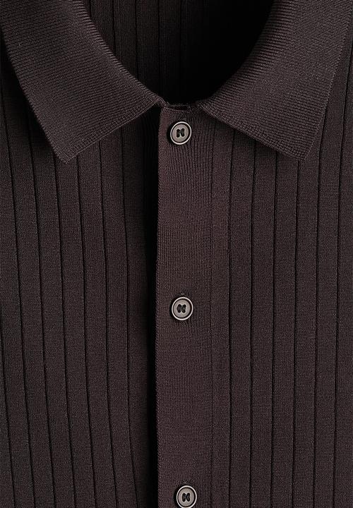 H&M - Regular fit rib-knit shirt - dark brown