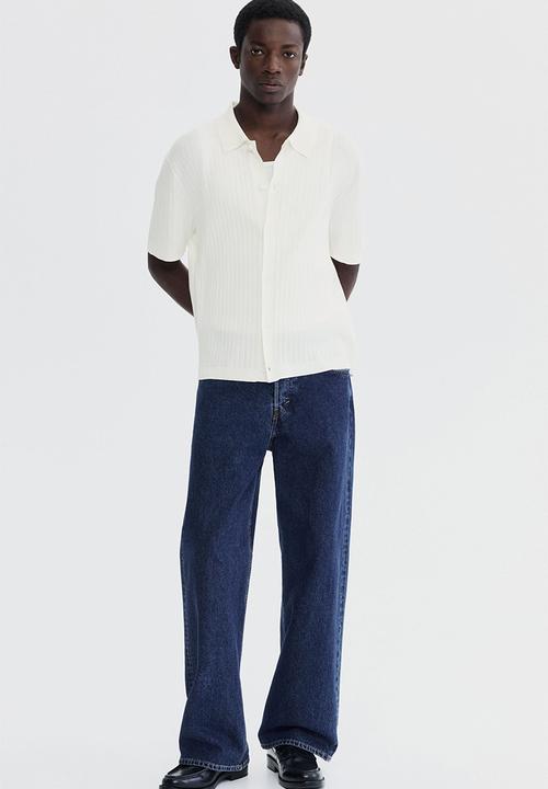 H&M - Regular fit rib-knit shirt - cream
