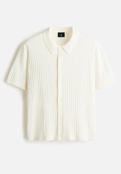 H&M - Regular fit rib-knit shirt - cream