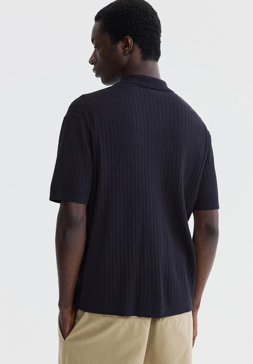H&M - Regular fit rib-knit shirt - dark blue
