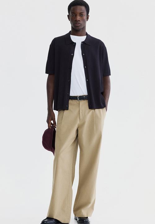 H&M - Regular fit rib-knit shirt - dark blue