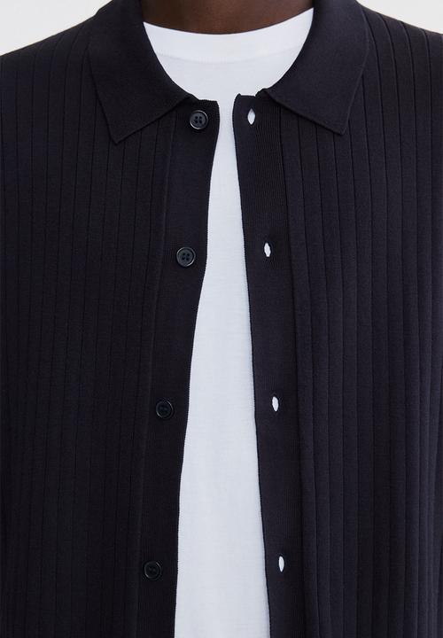 H&M - Regular fit rib-knit shirt - dark blue