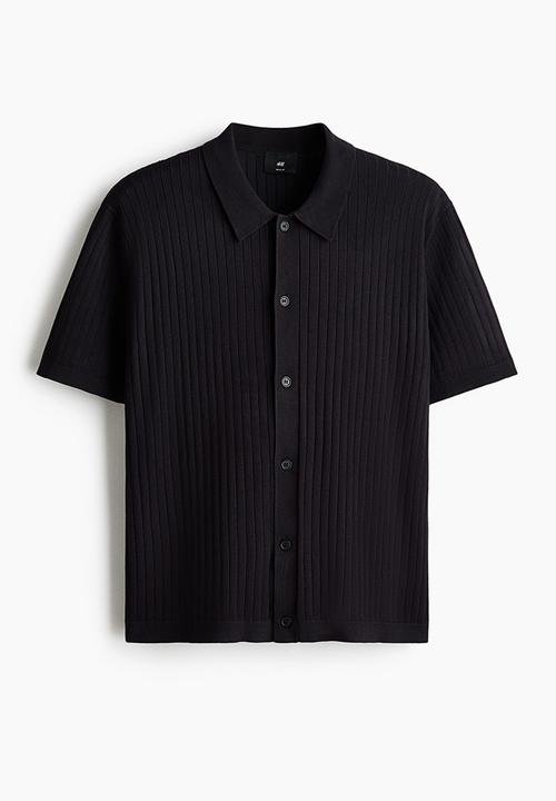 H&M - Regular fit rib-knit shirt - dark blue