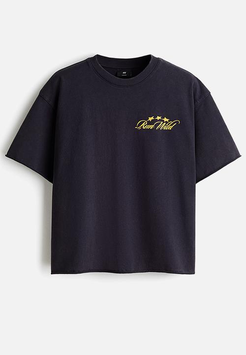 H&M - Oversized fit boxy-style t-shirt - dark blue/run wild