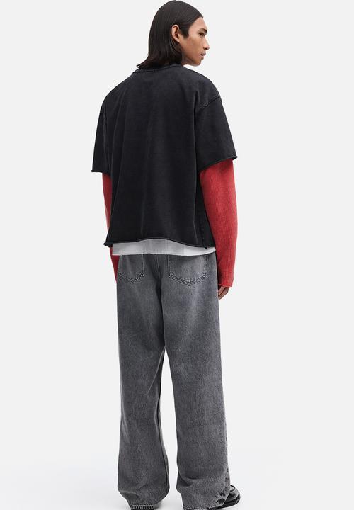 H&M - Oversized fit boxy-style t-shirt - black/golden sunset
