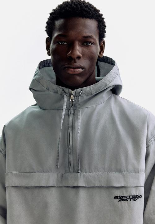 H&M - Loose fit cotton popover jacket - light grey/system