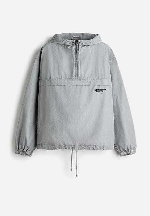 H&M - Loose fit cotton popover jacket - light grey/system