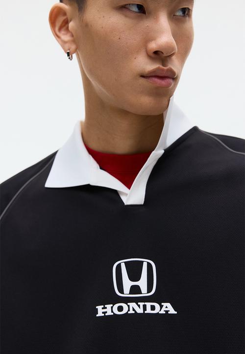 H&M - Oversized fit printed football shirt - black/honda