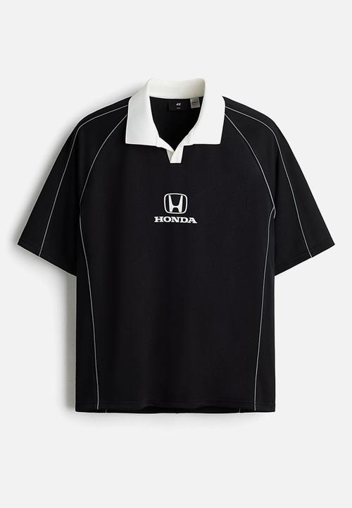 H&M - Oversized fit printed football shirt - black/honda