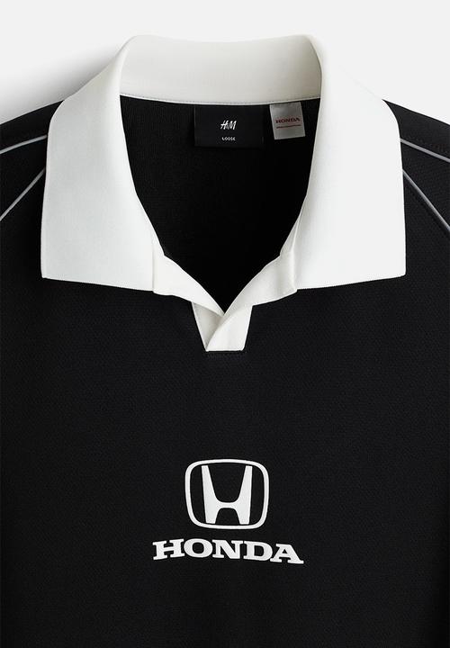 H&M - Oversized fit printed football shirt - black/honda
