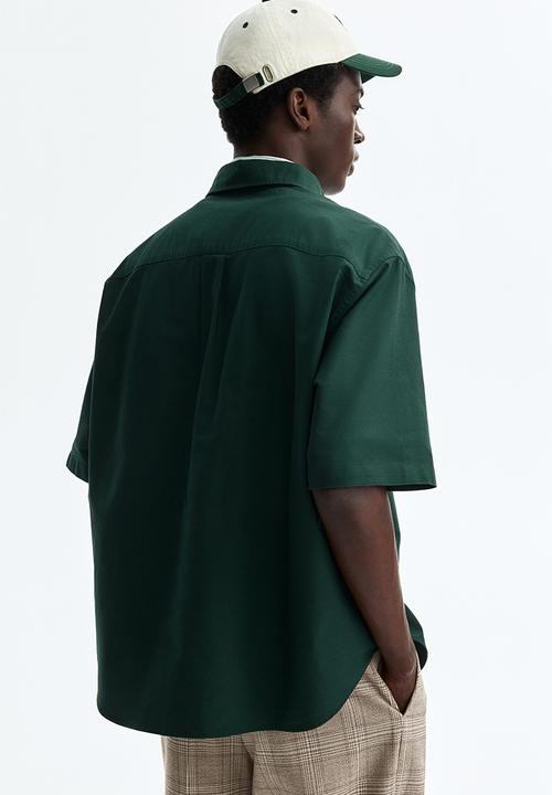 H&M - Relaxed fit short-sleeved oxford shirt - dark green