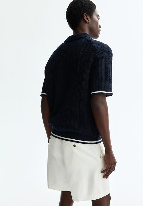 H&M - Relaxed fit cotton polo shirt - navy blue