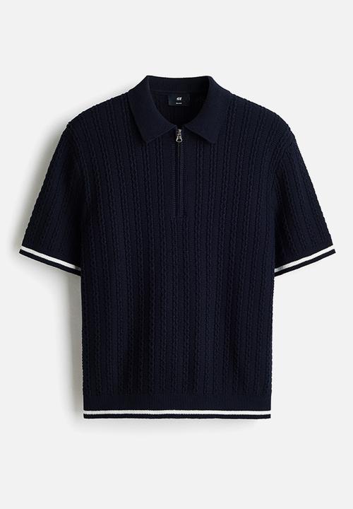 H&M - Relaxed fit cotton polo shirt - navy blue