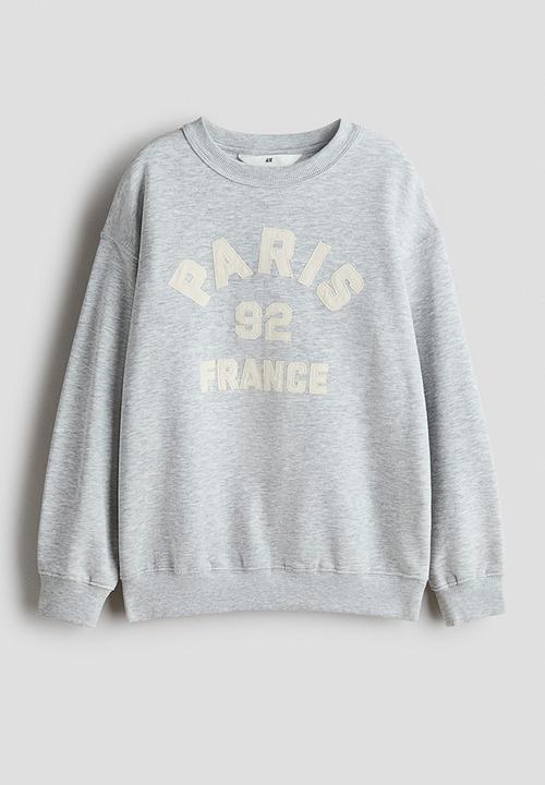 H&M - Motif-detail sweatshirt - light grey marl/paris