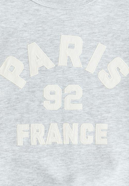 H&M - Motif-detail sweatshirt - light grey marl/paris