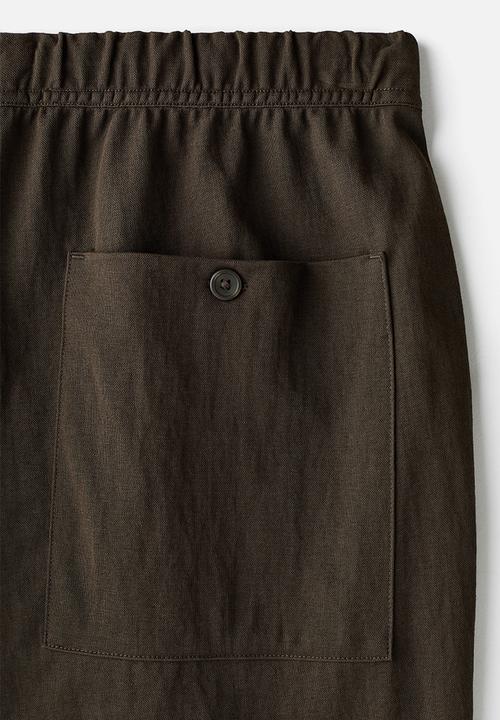 H&M - Regular fit cotton-blend trousers - dark brown