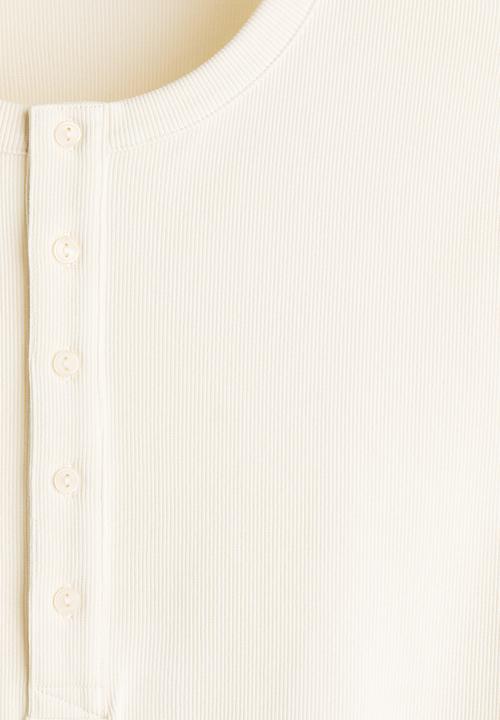 H&M - Slim fit ribbed henley shirt - cream