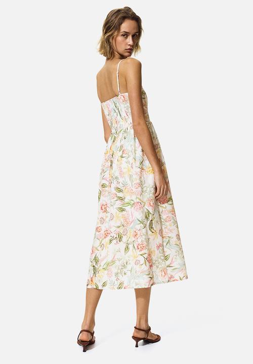 H&M - Strappy midi dress - cream/floral