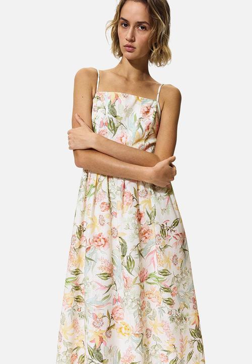 H&M - Strappy midi dress - cream/floral
