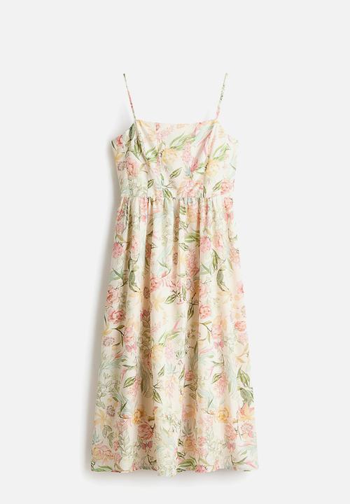 H&M - Strappy midi dress - cream/floral