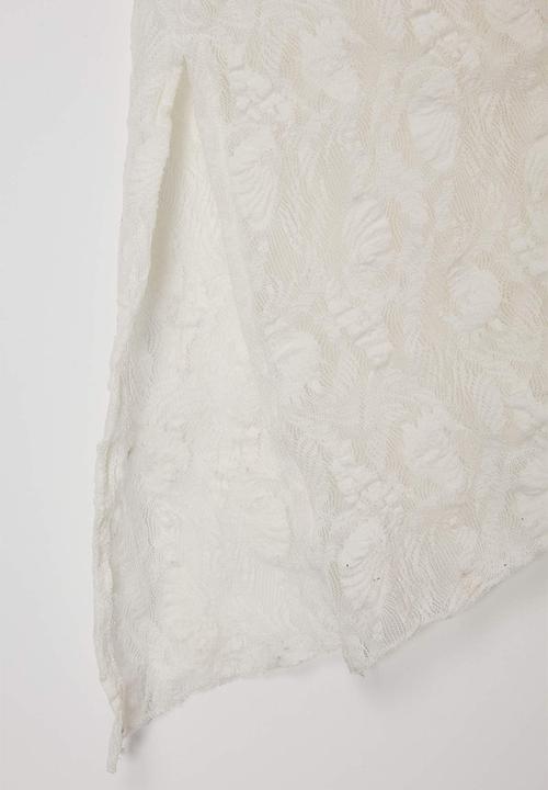 Trendyol - Lace-Lined Bodycon Maxi Dress - Ecru