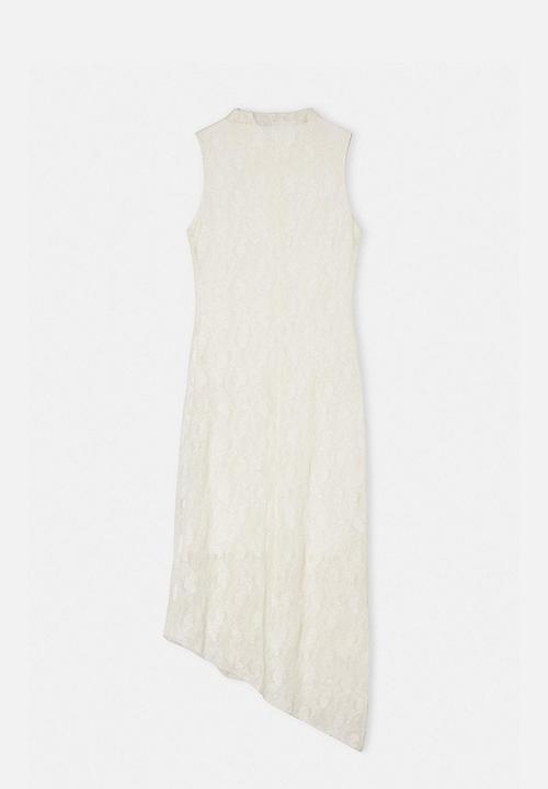 Trendyol - Lace-Lined Bodycon Maxi Dress - Ecru