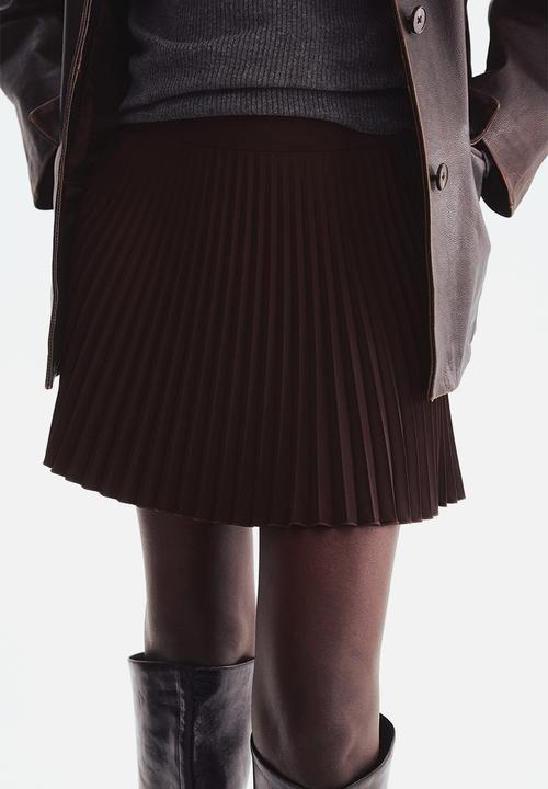 H&M - Pliss? mini skirt - dark brown