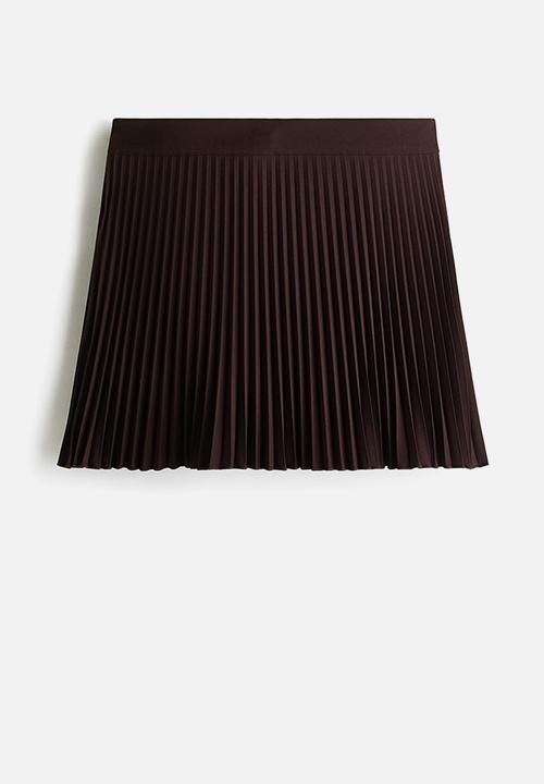 H&M - Pliss? mini skirt - dark brown
